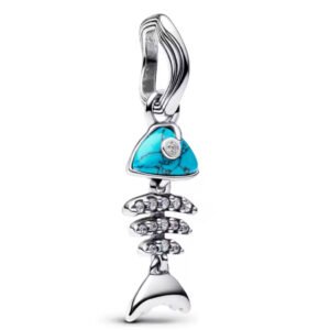 Σύμβολο ψαροκόκαλο με πετρούλες ασήμι 925