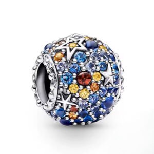 Σύμβολο με αστέρια και πολύχρωμες πετρούλες γαλαξίας ασήμι 925