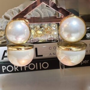 Σκουλαρίκια με μεγάλα δίπλα μαργαριτάρια ατσάλι