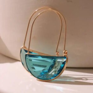 Σκουλαρίκια κρεμαστά με πέτρα γαλάζια διαφανή ατσάλι