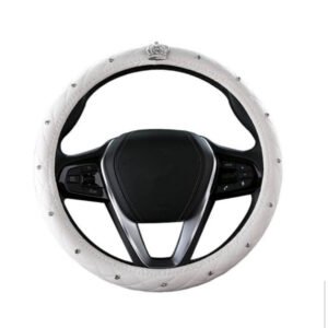 Κάλυμμα τιμονιού κορώνα καπιτονέ με στρας άσπρο