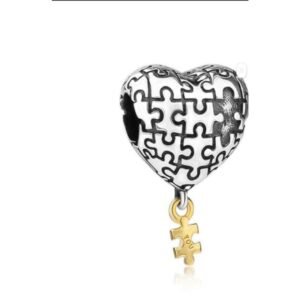 Σύμβολο Καρδιά παζλ με κρεμαστό χρυσό παζλ ασήμι 925