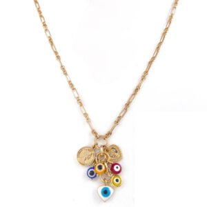 Κολιέ κρεμαστό με μάτια ατσάλι 45cm