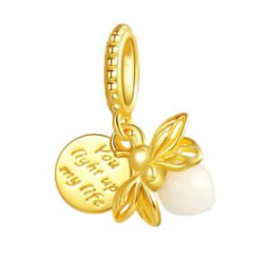 Σύμβολο πυγολαμπίδα χρυσή που φωσφορίζει στο σκοτάδι! ασήμι 925