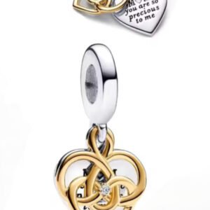 Σύμβολο κρεμαστό διπλό ασημί με χρυσό μοτίβο και πετρούλα ασήμι 925