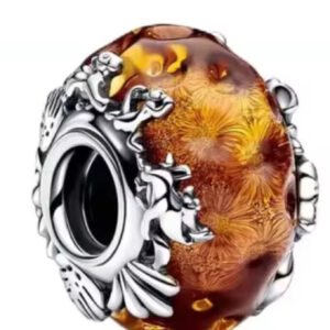 Σύμβολο με καφέ- μπεζ νερά ασήμι 925