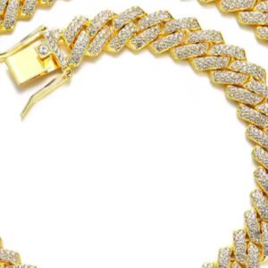 Κολιέ αλυσίδα Cuban με πέτρες και πέτρες στο κούμπωμα ατσάλι 40 cm