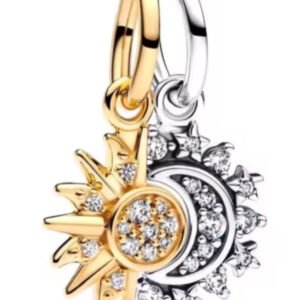 Σύμβολο διπλό ήλιος- φεγγάρι με πετραδάκια ασήμι 925