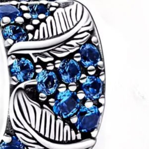 Σύμβολο κλιπ με σχέδιο φτερά και μπλε πέτρες ασήμι 925