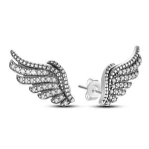 Σκουλαρίκια φτερό με πετράδια ασήμι 925