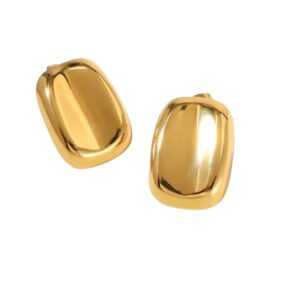 Σκουλαρίκια ορθογώνια χρυσά ανοξείδωτο ατσάλι