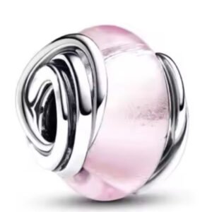 Σύμβολο στρογγυλό ροζ με ανάγλυφη λεπτομέρεια ασήμι 925