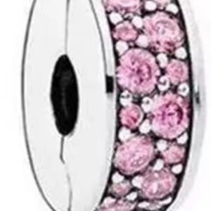 Σύμβολο κλιπ με ροζ πετράδια ασήμι 925