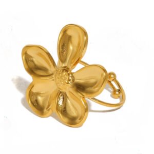 Δαχτυλίδι λουλούδι χρυσό αυξομειώνεται ανοξείδωτο ατσάλι