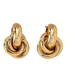 Σκουλαρίκια χρυσά καρφωτά ατσάλι (2.2*x 1.6*cm)