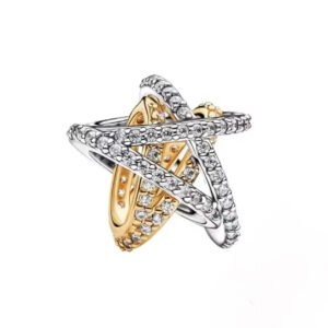 Σύμβολο αστέρι ασήμι-χρυσό με ζιργκονάκια   (δύο κομματια) ασήμι 925