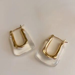 Σκουλαρίκια Ατσάλι χρωμα χρυσό με διαφανή πέτρα