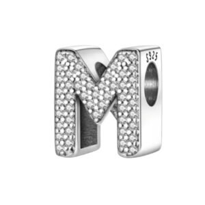 M Σύμβολο με πετράδια ασήμι 925