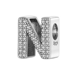 N Σύμβολο με πετράδια ασήμι 925