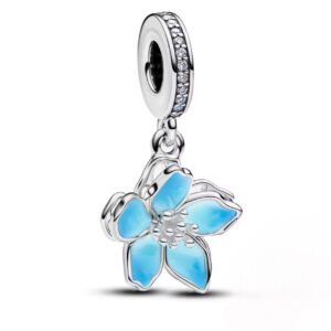 Σύμβολο λουλούδι άνθος κερασιάς γαλάζιο ασήμι 925