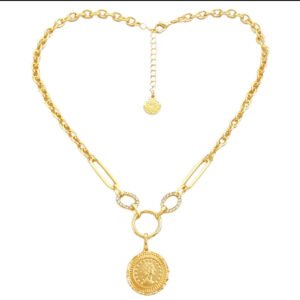 Κολιέ αλυσιδα με κρεμαστό φλουρί με γυαλιστερά ζιργκονακια ατσάλι 50cm