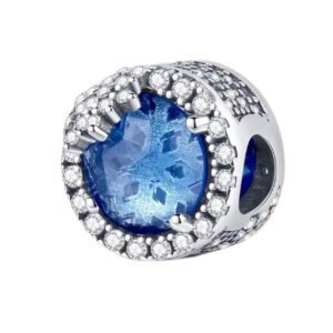 Σύμβολο στρογγυλο μπλε πετρα και μοτίβο αστέρι και πετράδια ασήμι 925