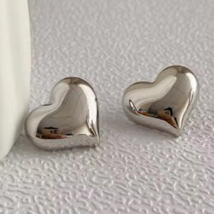 Σκουλαρίκια καρδιά ασημί ατσάλι