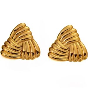 Σκουλαρίκια vintage χρυσά τρίγωνα ατσάλι