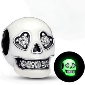 Σύμβολο κρανίο με πετρούλες φωσφορίζει στο σκοτάδι 925