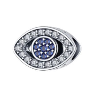 Σύμβολο Μάτι με λευκά και μπλε πετράδια ασήμι 925