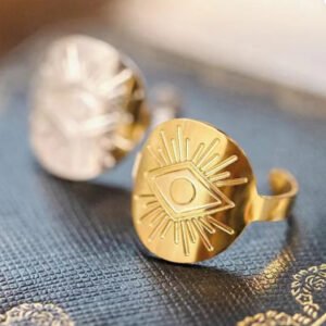 Δαχτυλίδι χρυσό μάτι ανοξείδωτο ατσάλι