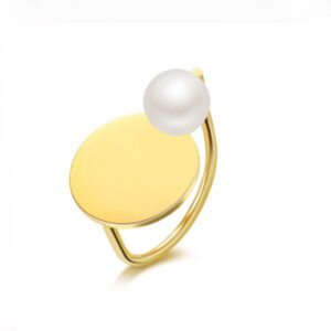 Δαχτυλίδι στρογγυλο γεωμετρικό με μαργαριτάρι  χρυσό ανοξείδωτο ατσάλι