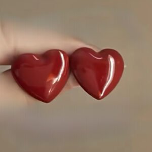 Σκουλαρίκια καρδιά μπορντώ ατσάλι