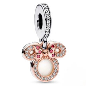 Σύμβολο διπλό Minnie ροζ χρυσό ασήμι 925