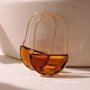 Σκουλαρίκια κρεμαστά με πέτρα καφέ διαφανή ατσάλι