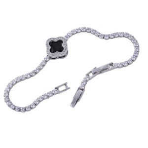 Βραχιολι τύπου με ζιργκονακια σειρέ και μαύρη πέτρα ( με αυξομείωση )