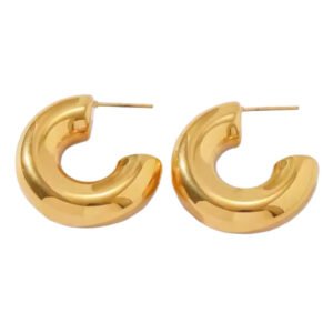 Σκουλαρίκια κρίκοι γεωμετρικοί χρυσό ατσάλι