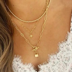 Κολιέ τριπλή αλυσίδα ατσάλι