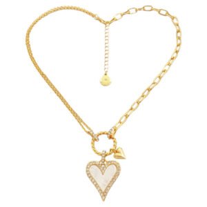 Κολιέ αλυσιδα καρδιά με γυαλιστερά ζιργκονακια ατσάλι