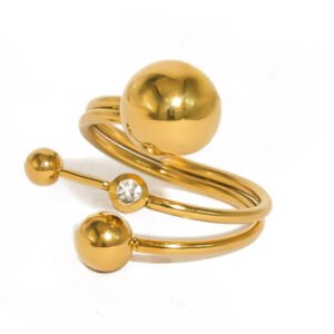 Δαχτυλίδι με χρυσές πέρλες και ζιγκονακι αυξομειώνεται ανοξείδωτο ατσάλι