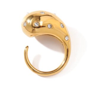 Δαχτυλίδι με ζιργκονακια αυξομειώνεται ανοξείδωτο ατσάλι