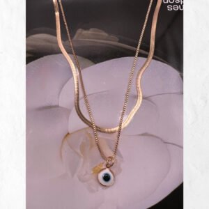 Κολιέ διπλό ματι ατσάλι 45cm