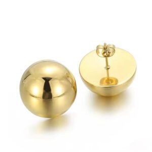 Σκουλαρίκια χρυσά στρογγυλά ατσάλι
