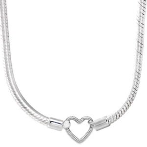 Κολιέ με κούμπωμα καρδιά ασήμι 925              (  δέχεται σύμβολα ) 45cm