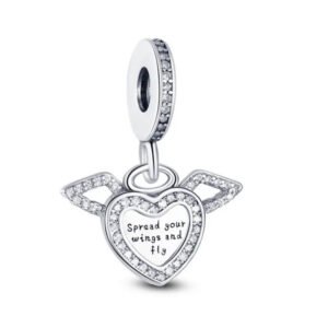 Σύμβολο κρεμαστό διπλό καρδιά με φτερά ασήμι 925