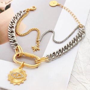 Βραχιολι διπλό με κρεμαστό μάτι και αστέρι χρυσό ασημι ατσάλι με επέκταση