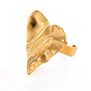 Δαχτυλίδι καρδιά χρυσό αυξομειώνεται ανοξείδωτο ατσάλι