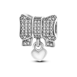 Σύμβολο ασημι 925 Φιογκος με πετράδια και κρεμαστή καρδιά