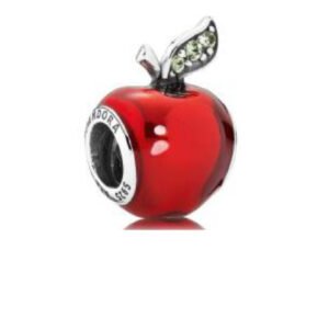 Σύμβολο ασημι 925 Μήλο κόκκινο με πετράδια στο φύλλο