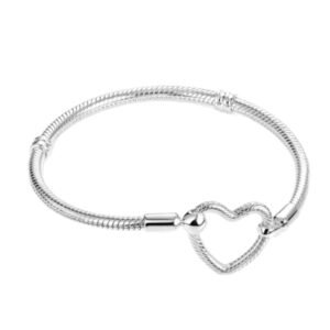 Βραχιολι με κούμπωμα καρδιά ασήμι 925